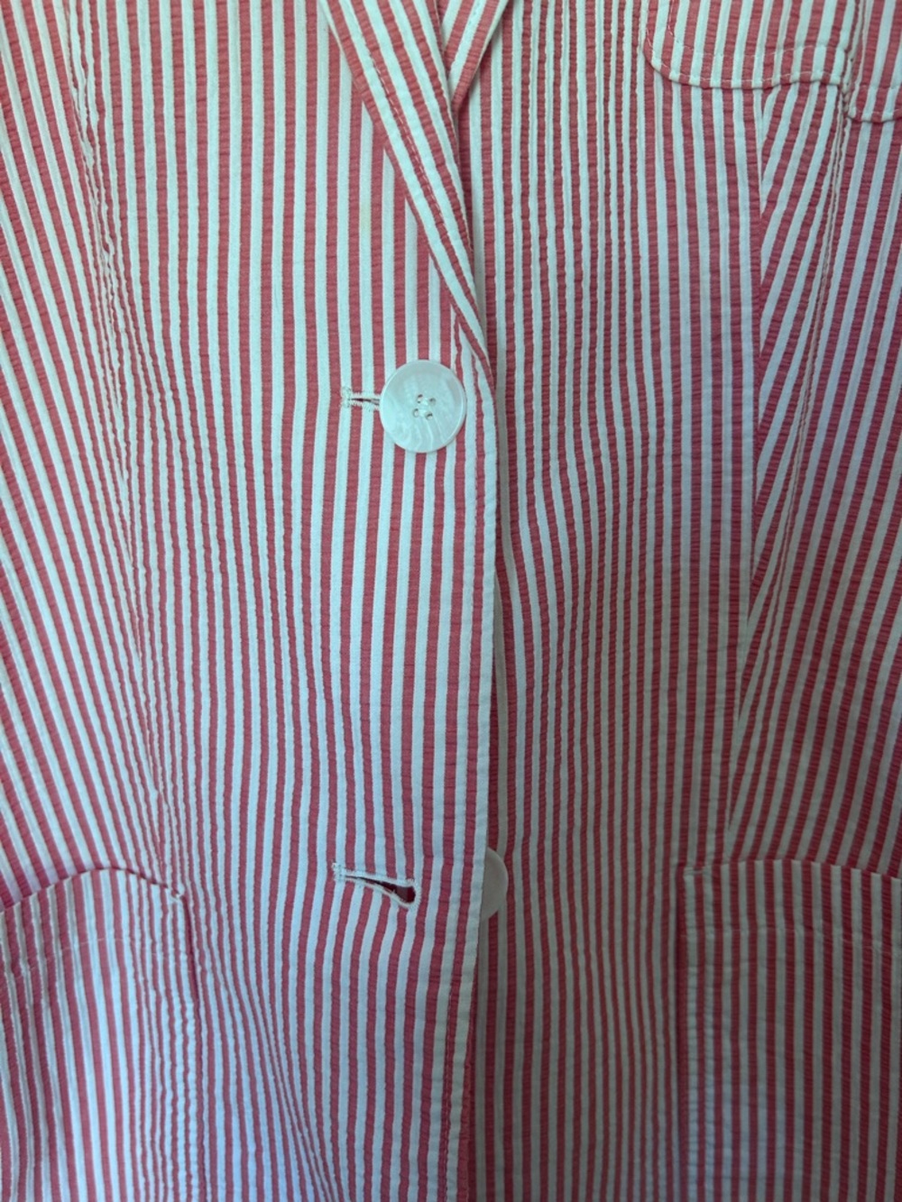 Talbots Pink and White Striped Cotton Blazer - Picture 4 of 10